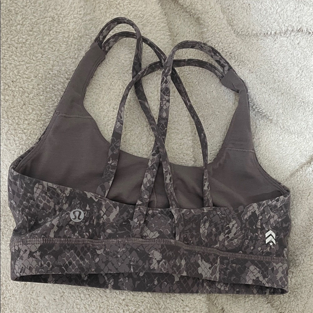 Lululemon Energy Bra - 4 - Gray Snake Print - Picture 1 of 7